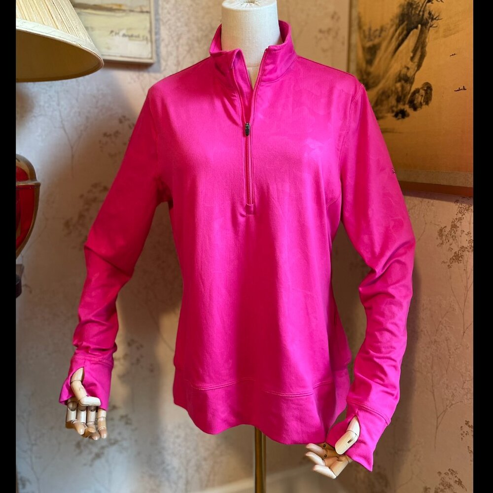 PUMA Pink Womens YouV Botanic Quarter-Zip Golf Top
